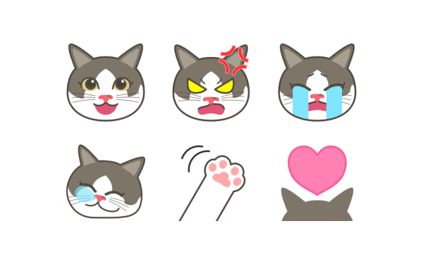 LINE絵文字「ふさかわニャンコのランちゃん」